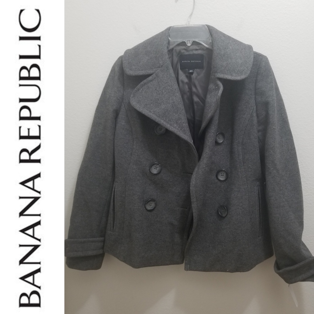 BANANA REPUBLIC - Grey Wool Pea Coat